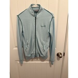 Vintage Track & Court Womens Blue Full Zip Track Jacket Green Trim Small